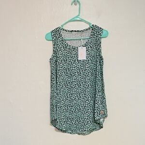 Eluminary Teal Leopard Print Forever Tank Size S NWT